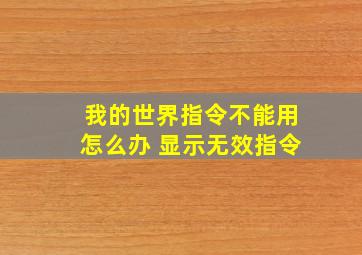 我的世界指令不能用怎么办 显示无效指令